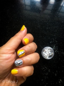 Silver foil nail art