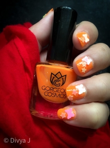 Gorgeous Cosmos Neon Orange Nail Polish with Nail Art